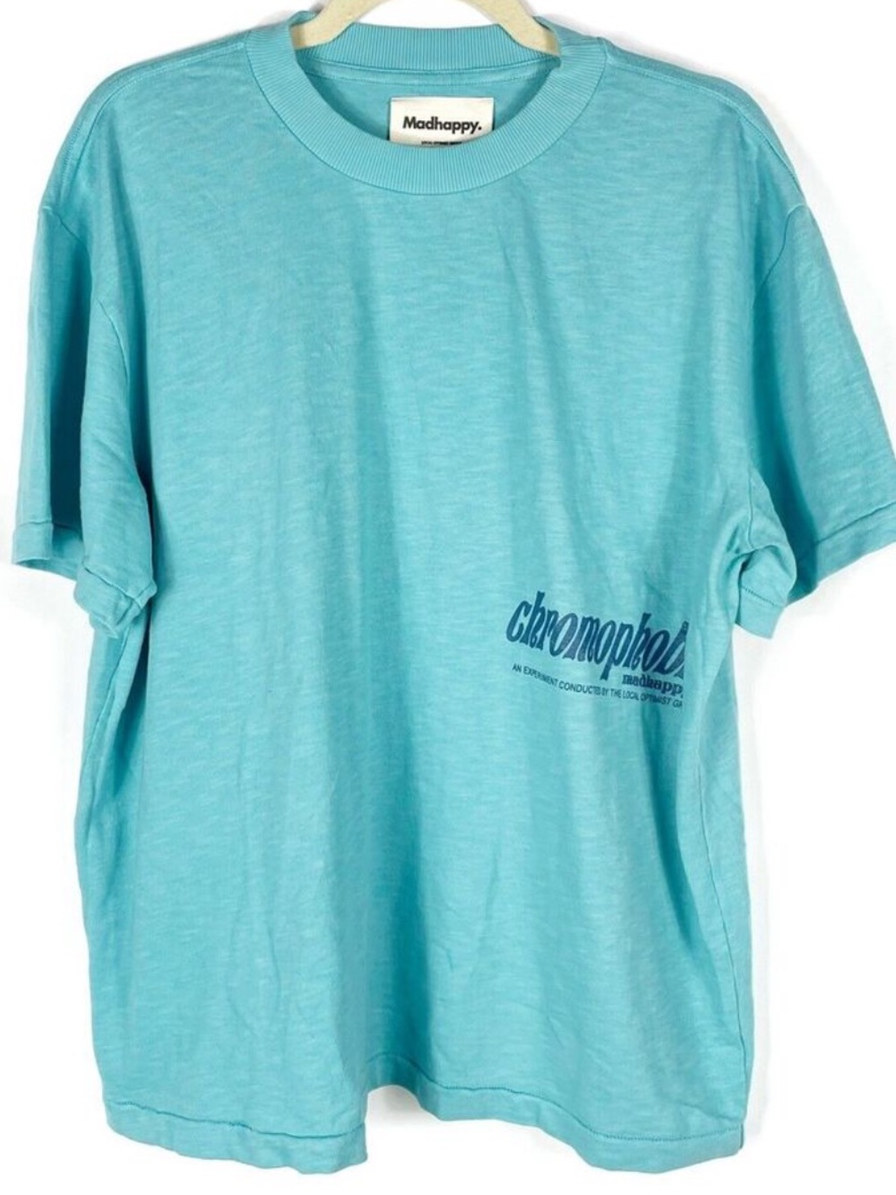 Madhappy "Chromophobic" Short Sleeve Graphic T-Shirt‎ aqua/ turquoise size large